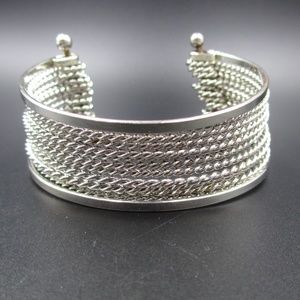 Vintage Silver Tone Braided Wire Cuff Bracelet